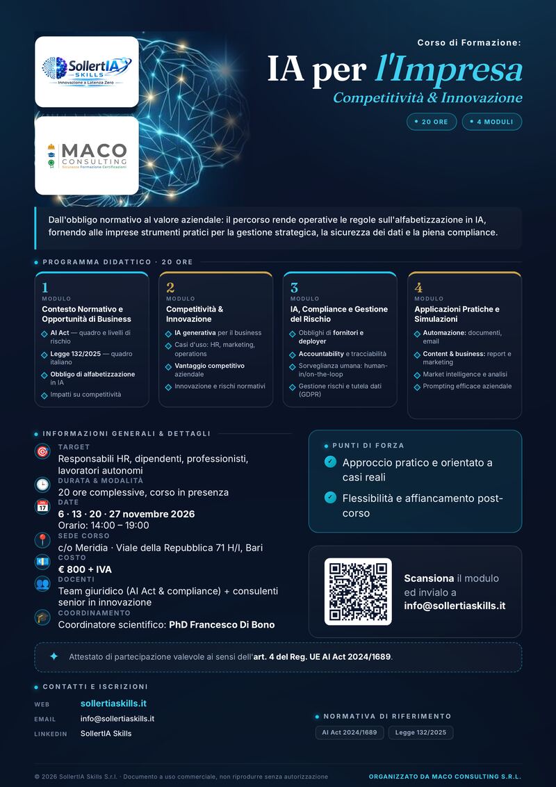 Locandina corso IA per l'Impresa